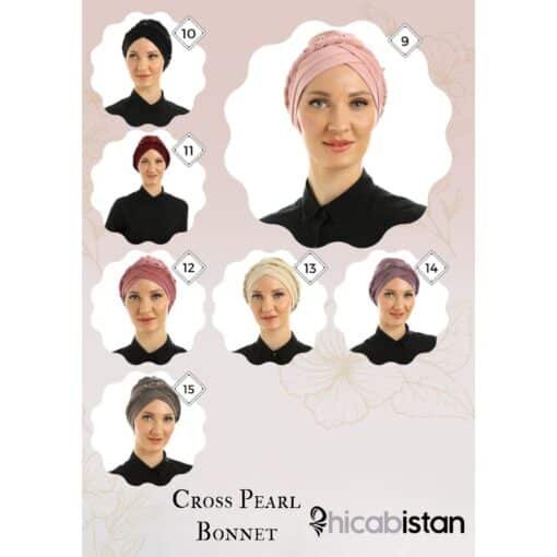 cross pearl bonnet hijab