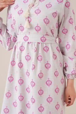 Damask Series Fuchsia Leinenkleid 3