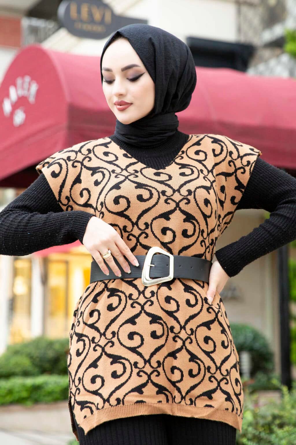 Metal Buckle Leather Hijab Belt Black - Hicabistan.com | Wholesale ...