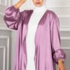 Satin Kimono Abaya Lilas 1