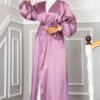 Satin Kimono Abaya Lilas