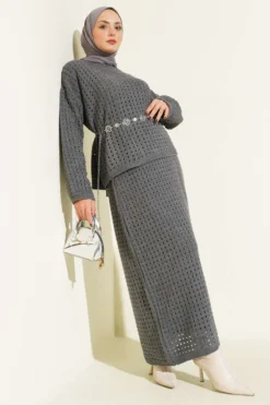 Lace Skirt Knit Two-Piece Set