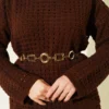 Lace Skirt Knit Two-Piece Set Brown بالجملة clothing set view 4 - Hicabistan مصنع تركيا