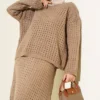 Lace Skirt Knit Two-Piece Set Mink wholesale clothing set view 2 - Hicabistan Turkey factory