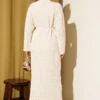 Openwork Belted Knit Dress Beige بالجملة dress view 3 - Hicabistan مصنع تركيا