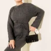 Openwork Belted Knit Dress wholesale dress view 2 - Hicabistan Turkey factory