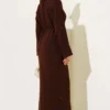 Openwork Belted Knit Dress Brown wholesale dress view 3 - Hicabistan Turkey factory
