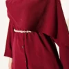 Shawl Collar Detailed Tencel Two-Piece Set Burgundy wholesale clothing set view 4 - Hicabistan Turkey factory