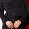 Shawl Collar Detailed Tencel Two-Piece Set Black all'ingrosso clothing set view 4 - Hicabistan fabbrica Turchia