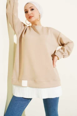 Pleated Tunic Beige