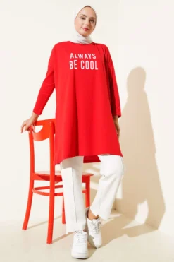 Vista alternativa di Always Be Cool Printed Tunic Red