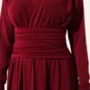 Cross Draped Sandy Dress Burgundy wholesale dress view 4 - Hicabistan Turkey factory