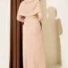 Cross-Transition Ribbed Dress Beige wholesale dress view 3 - Hicabistan Turkey factory