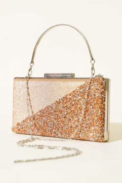 Cross Stone Rectangle Evening Bag Copper
