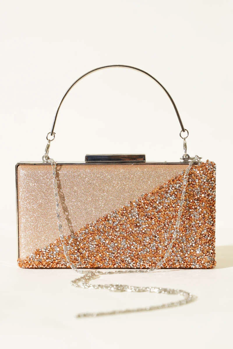 Cross Stone Rectangle Evening Bag Copper - Imagen 2