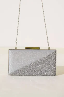 Alternative view of Silver Rectangular Evening Bag with Cross Stones
