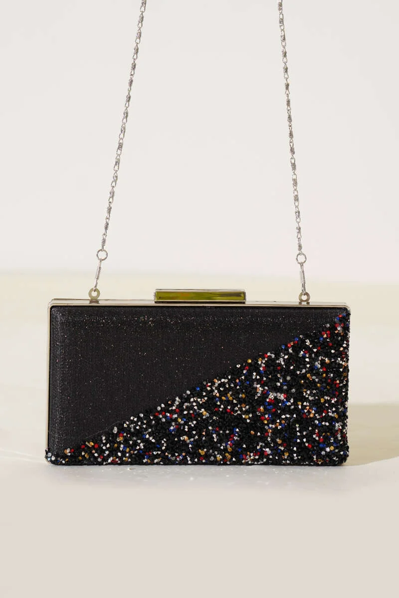 Colorful Rectangular Evening Bag with Cross Stones - Image 2
