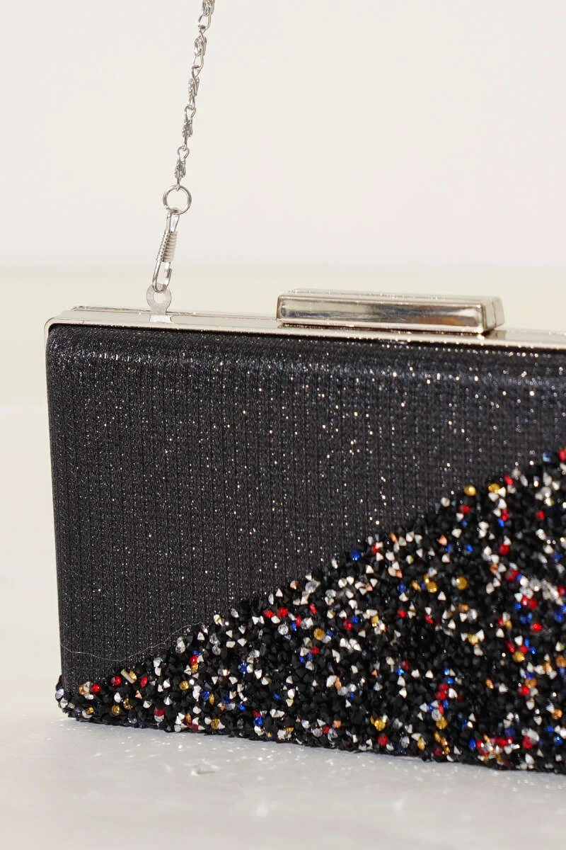 Colorful Rectangular Evening Bag with Cross Stones - Image 3