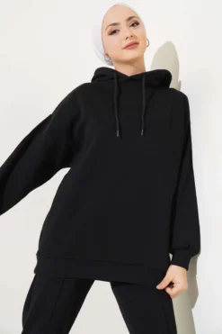 Vista alternativa di Hooded Two-Piece Set Black