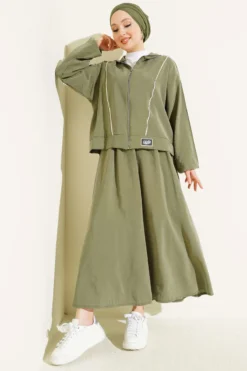 Striped Modal Skirt Set with Emblem Detail