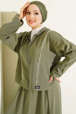 Alternative view of Striped Modal Skirt Set with Emblem Detail