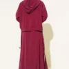 Striped Modal Skirt Set with Emblem Detail Burgundy Großhandel clothing set view 3 - Hicabistan Türkei Fabrik