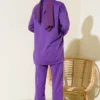 Emblem Detail Two-Piece Set Purple wholesale clothing set view 2 - Hicabistan Turkey factory