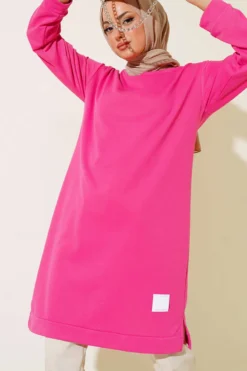 Embroidered Long Tunic Fuchsia