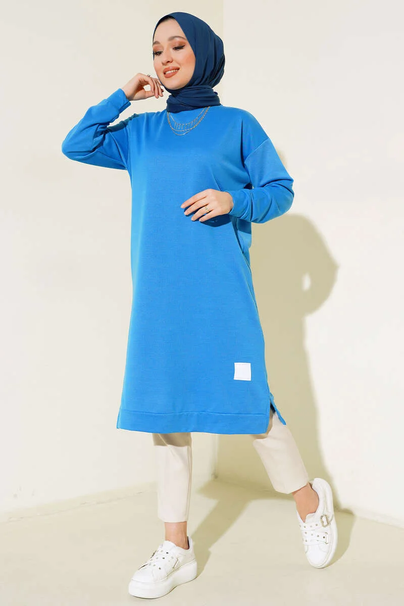Embroidered Long Tunic Indigo