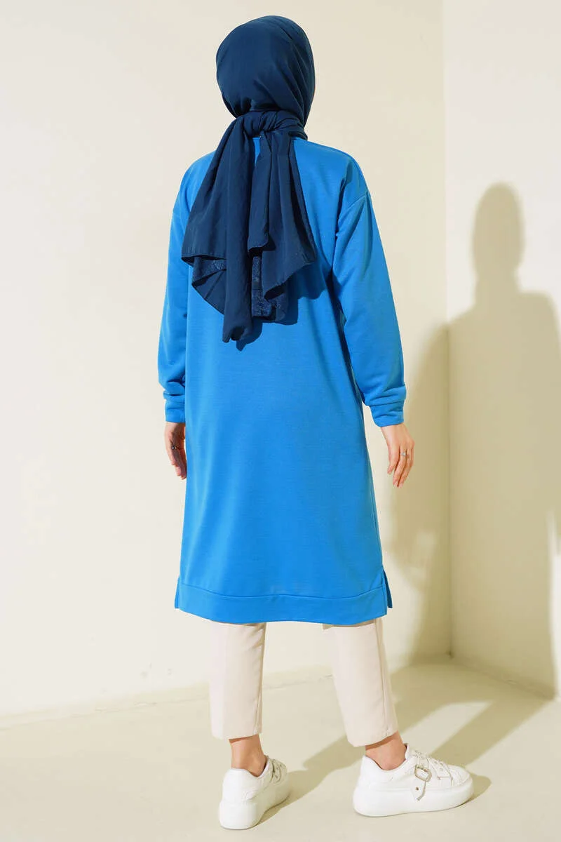 Embroidered Long Tunic Indigo - Image 3