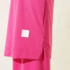 Embroidered Wide Leg Two-Piece Set Fuchsia Großhandel clothing set view 4 - Hicabistan Türkei Fabrik
