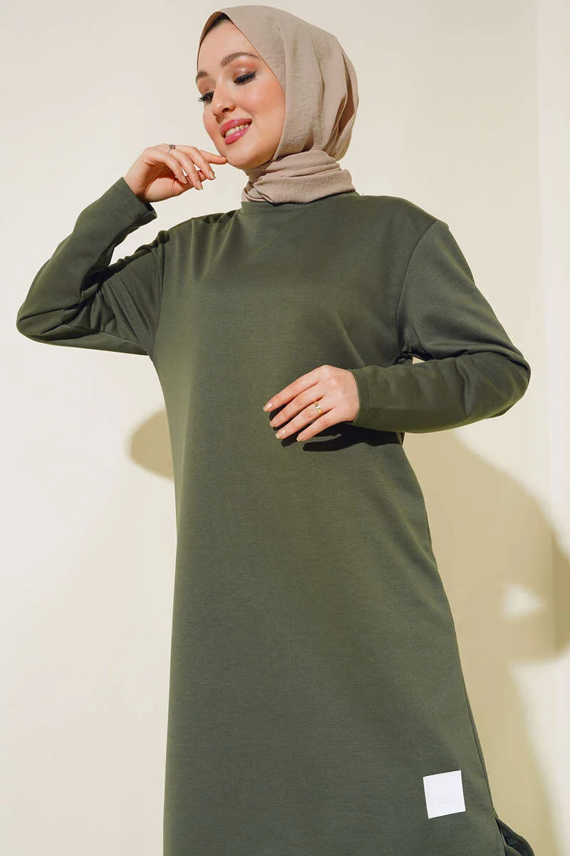 Embroidered Wide Leg Two-Piece Set Khaki - Image 2