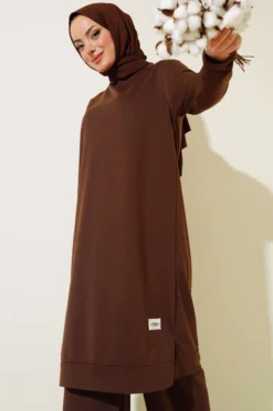 Vista alternativa di Embroidered Wide Leg Two-Piece Set Brown