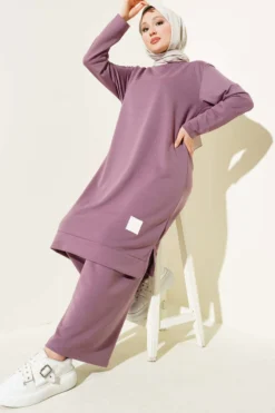 Embroidered Wide Leg Two-Piece Set en gros clothing set - Hicabistan usine Turquie