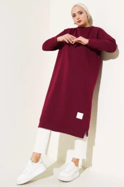 Alternative view of Emblem Long Basic Tunic Burgundy
