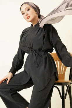 Alternative view of Asymmetrical Tie Belt Modal Two-Piece Set