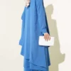 Asymmetrical Cut Ayrobin Two-Piece Set Blue wholesale clothing set view 3 - Hicabistan Turkey factory