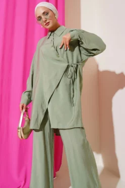 Asymmetrical Cut Tie-String Two-Piece Set
