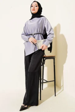 Alternative Ansicht von Asymmetrical Satin Tunic Grey