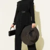 Asymmetrical Panelled Belted Sandy Two-Piece Set Black al por mayor clothing set view 2 - Hicabistan fábrica Turquía