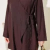 Asymmetric Side Tie Two-Piece Set Brown wholesale clothing set view 4 - Hicabistan Turkey factory