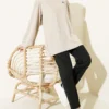 Bear Embroidered Long Tunic Beige