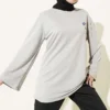 Bear Embroidered Long Tunic Grey