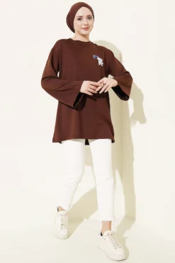 Alternative view of Bear Embroidered Long Tunic Brown