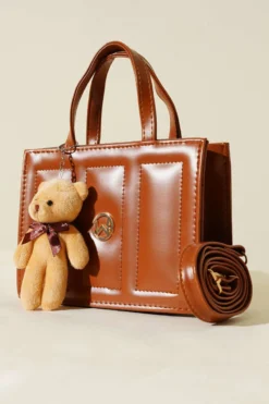 Teddy Bear Stitch Square Bag Tan