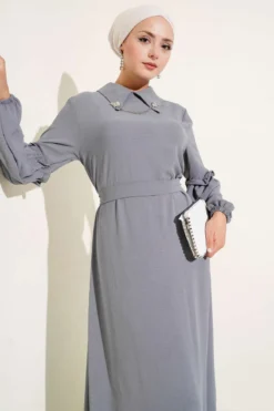 Gathered Sleeve Dress al por mayor dress view 2 - Hicabistan fábrica Turquía