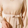 Ruffled Layered Dress Beige Großhandel dress view 4 - Hicabistan Türkei Fabrik