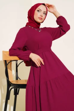 Alternative view of Ruffled Layered Dress Burgundy