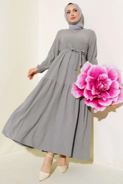 Ruffled Layered Dress Grey