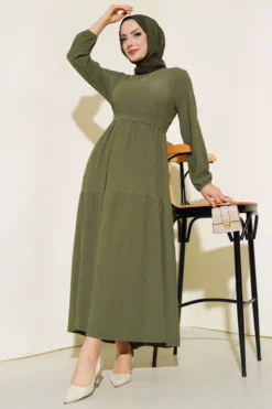 Ruffled Layered Dress Khaki